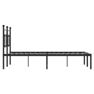 vidaXL Metal Bed Frame without Mattress with Headboard Black 140x200cm