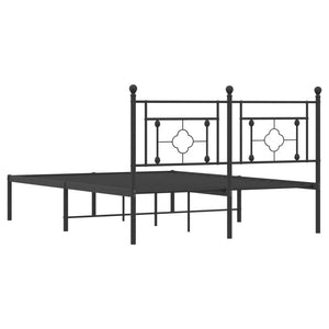 vidaXL Metal Bed Frame without Mattress with Headboard Black 140x200cm