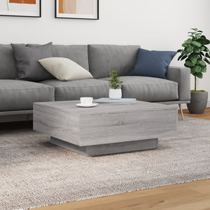 vidaXL Coffee Table with LED Lights Grey Sonoma 80x80x31 cm