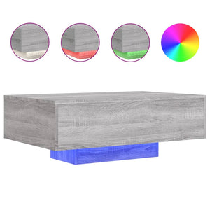 vidaXL Coffee Table with LED Lights Grey Sonoma 85x55x31 cm