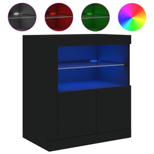 vidaXL Sideboard with LED Lights Black 60.5x37x67 cm