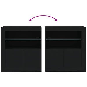 vidaXL Sideboard with LED Lights Black 60.5x37x67 cm