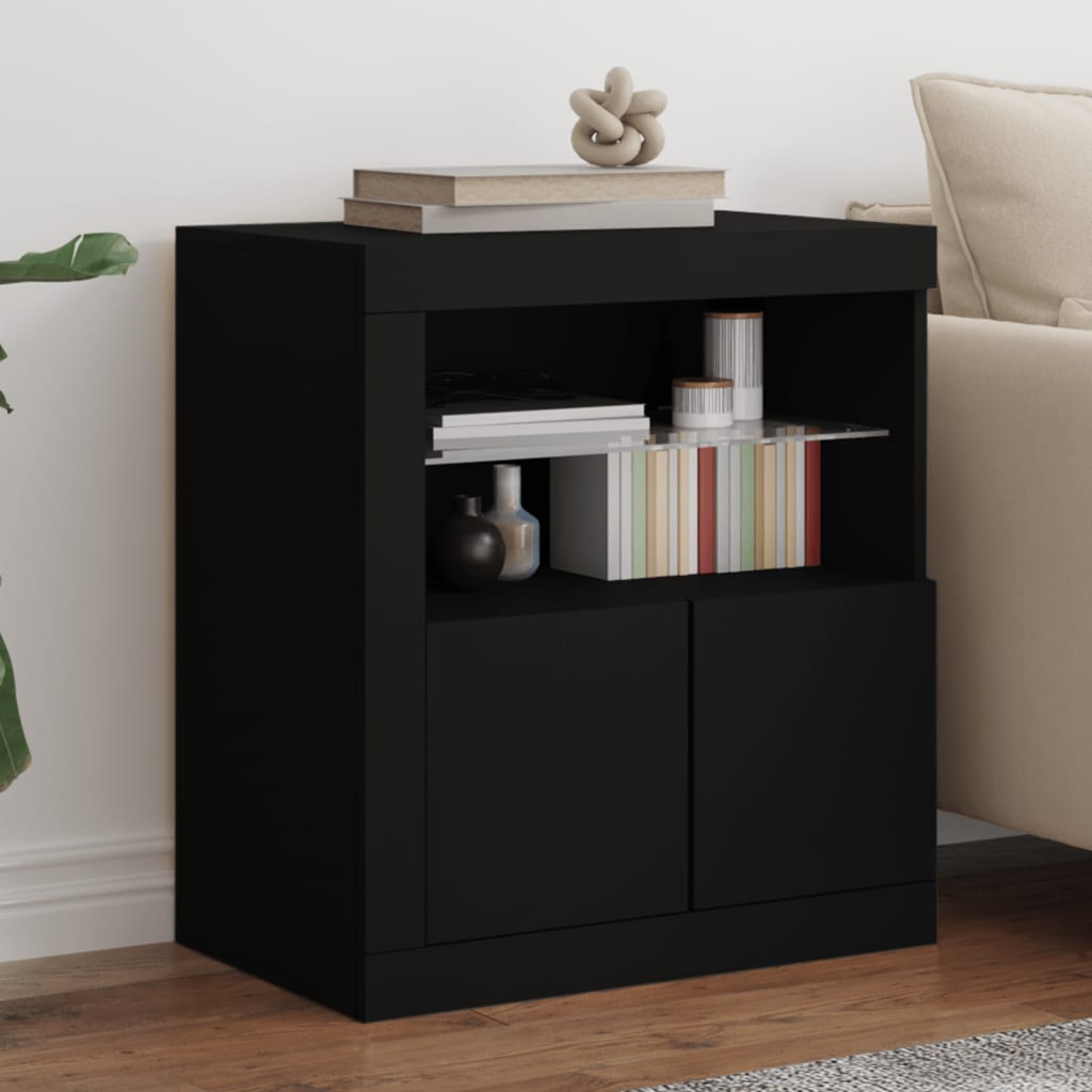 vidaXL Sideboard with LED Lights Black 60.5x37x67 cm