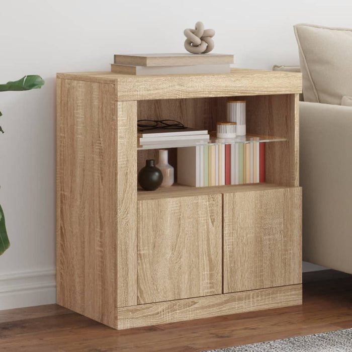 vidaXL Sideboard with LED Lights Sonoma Oak 60.5x37x67 cm