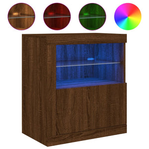 vidaXL Sideboard with LED Lights Brown Oak 60.5x37x67 cm