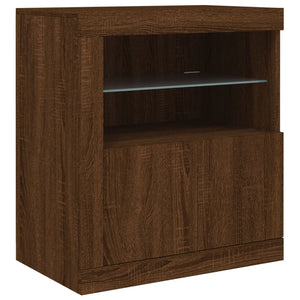 vidaXL Sideboard with LED Lights Brown Oak 60.5x37x67 cm