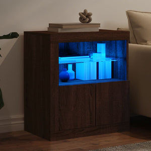 vidaXL Sideboard with LED Lights Brown Oak 60.5x37x67 cm