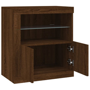 vidaXL Sideboard with LED Lights Brown Oak 60.5x37x67 cm