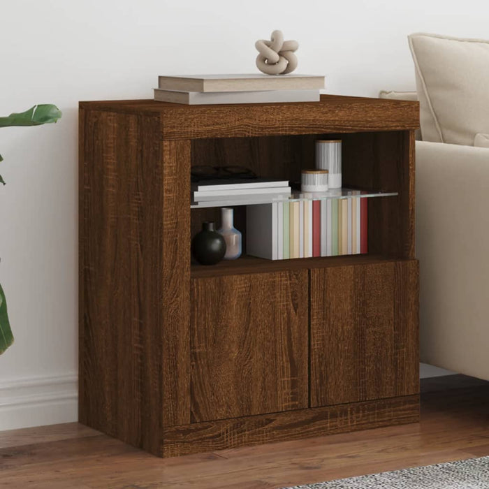 vidaXL Sideboard with LED Lights Brown Oak 60.5x37x67 cm