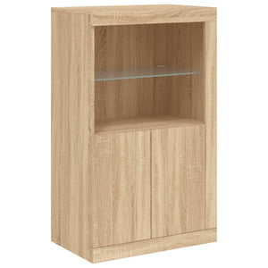 vidaXL Side Cabinet with LED Lights Sonoma Oak Engineered Wood