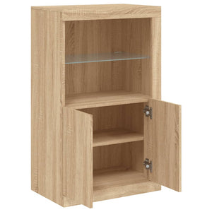 vidaXL Side Cabinet with LED Lights Sonoma Oak Engineered Wood