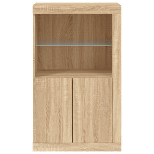 vidaXL Side Cabinet with LED Lights Sonoma Oak Engineered Wood