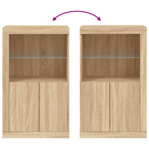 vidaXL Side Cabinet with LED Lights Sonoma Oak Engineered Wood