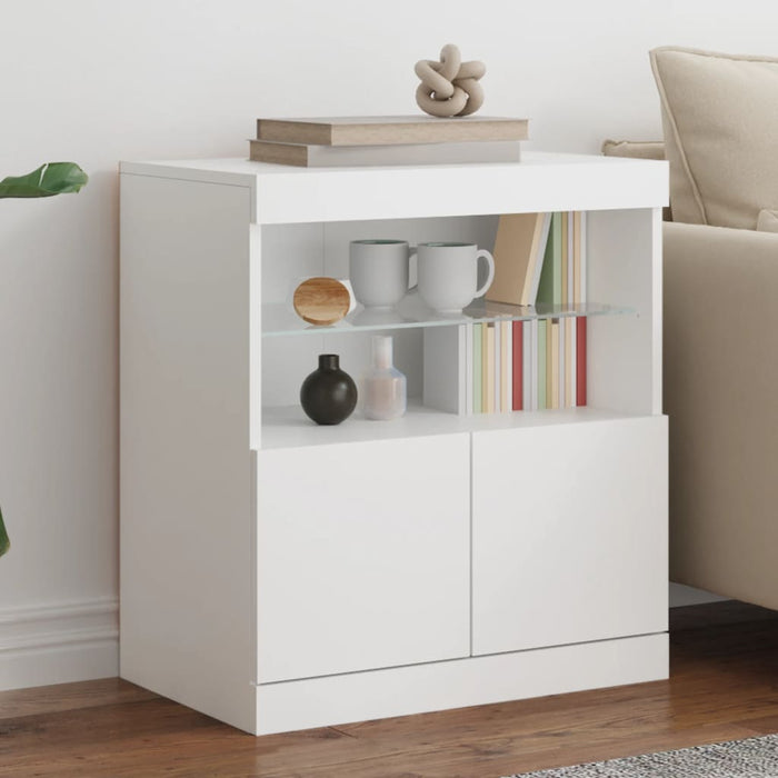 vidaXL Sideboard with LED Lights White 60x37x67 cm