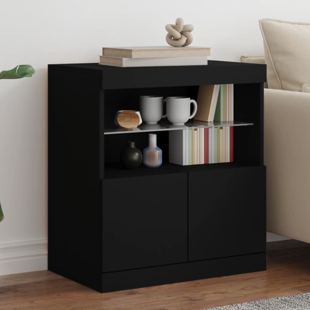 vidaXL Sideboard with LED Lights Black 60x37x67 cm