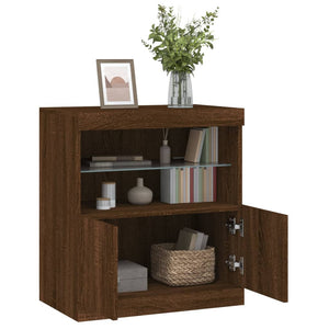 vidaXL Sideboard with LED Lights Brown Oak 60x37x67 cm