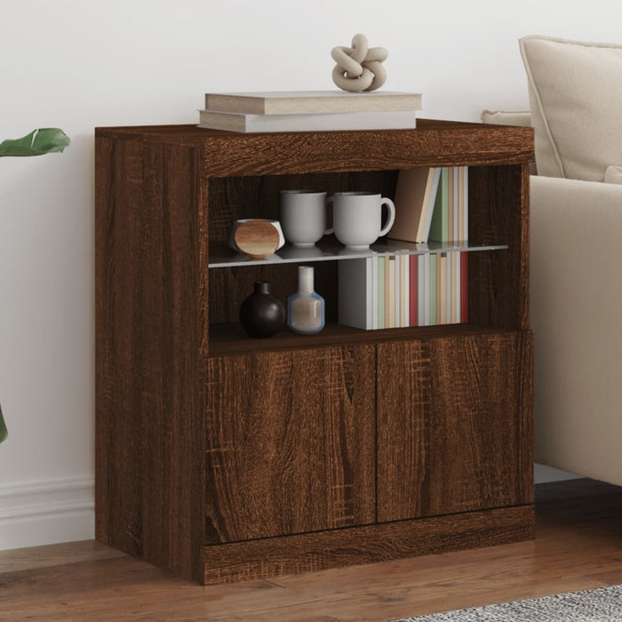 vidaXL Sideboard with LED Lights Brown Oak 60x37x67 cm