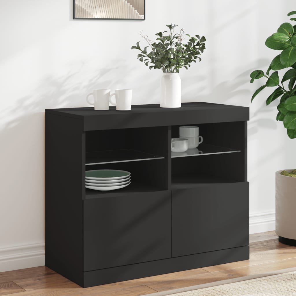 vidaXL Sideboard with LED Lights Black 81x37x67 cm