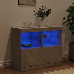 vidaXL Sideboard with LED Lights Concrete Grey 81x37x67 cm