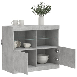 vidaXL Sideboard with LED Lights Concrete Grey 81x37x67 cm