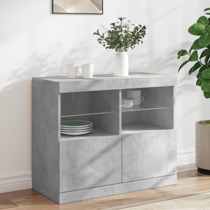 vidaXL Sideboard with LED Lights Concrete Grey 81x37x67 cm