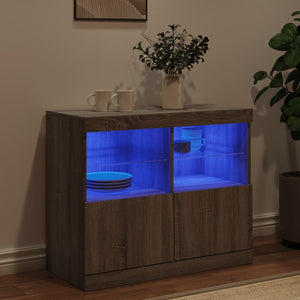 vidaXL Sideboard with LED Lights Grey Sonoma 81x37x67 cm