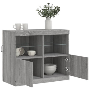 vidaXL Sideboard with LED Lights Grey Sonoma 81x37x67 cm