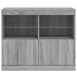 vidaXL Sideboard with LED Lights Grey Sonoma 81x37x67 cm