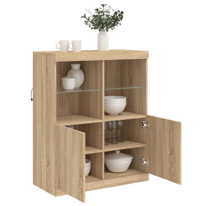 vidaXL Sideboard with LED Lights Sonoma Oak 81x37x100 cm