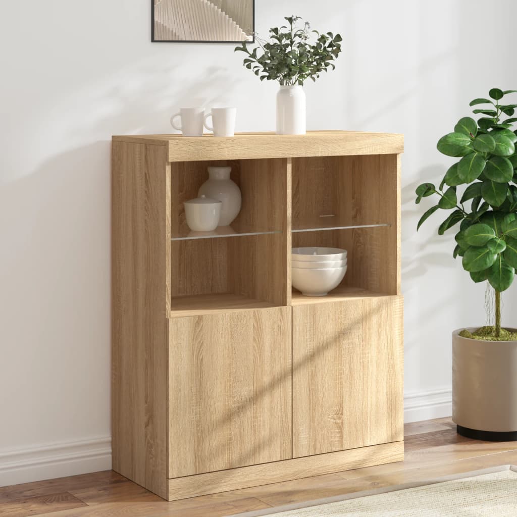 vidaXL Sideboard with LED Lights Sonoma Oak 81x37x100 cm