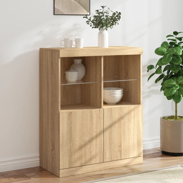 vidaXL Sideboard with LED Lights Sonoma Oak 81x37x100 cm