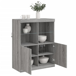 vidaXL Sideboard with LED Lights Grey Sonoma 81x37x100 cm