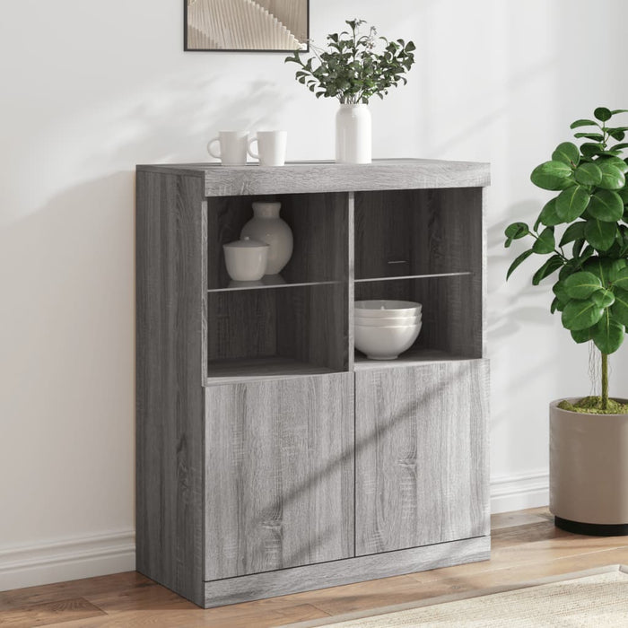 vidaXL Sideboard with LED Lights Grey Sonoma 81x37x100 cm