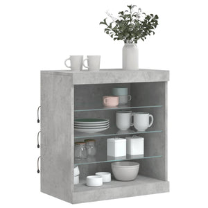 vidaXL Sideboard with LED Lights Concrete Grey 60.5x37x67 cm