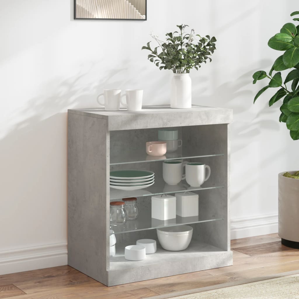 vidaXL Sideboard with LED Lights Concrete Grey 60.5x37x67 cm