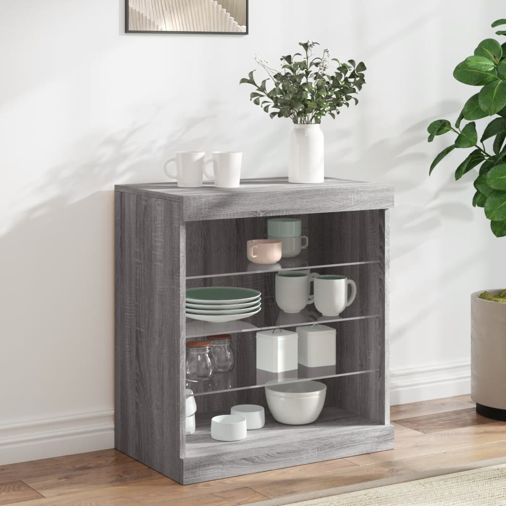 vidaXL Sideboard with LED Lights Grey Sonoma 60.5x37x67 cm