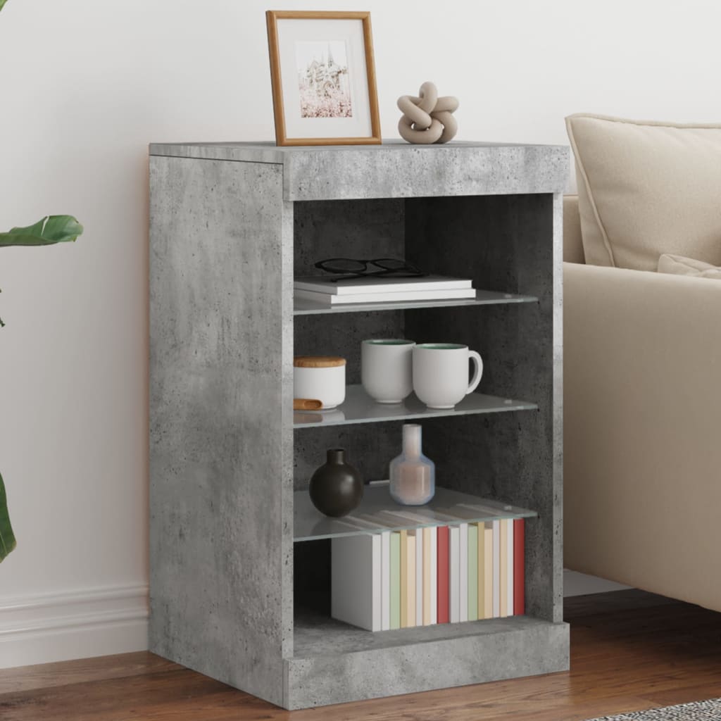 vidaXL Sideboard with LED Lights Concrete Grey 41x37x67 cm