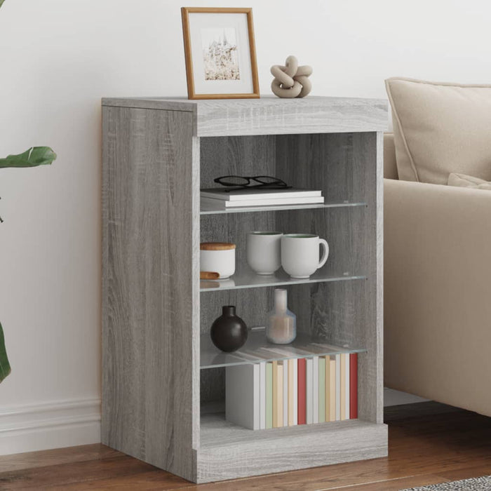 vidaXL Sideboard with LED Lights Grey Sonoma 41x37x67 cm