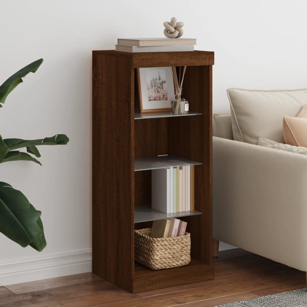 vidaXL Sideboard with LED Lights Brown Oak 41x37x100 cm