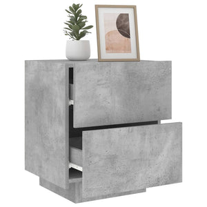 vidaXL Bedside Cabinet with LED Lights Concrete Grey Engineered Wood