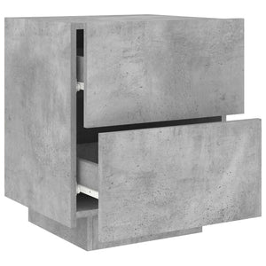 vidaXL Bedside Cabinet with LED Lights Concrete Grey Engineered Wood