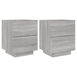 vidaXL Bedside Cabinets with LED Lights 2 pcs Grey Sonoma Engineered Wood