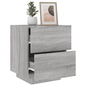 vidaXL Bedside Cabinets with LED Lights 2 pcs Grey Sonoma Engineered Wood