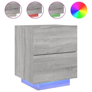 vidaXL Bedside Cabinets with LED Lights 2 pcs Grey Sonoma Engineered Wood