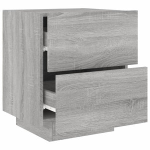 vidaXL Bedside Cabinets with LED Lights 2 pcs Grey Sonoma Engineered Wood