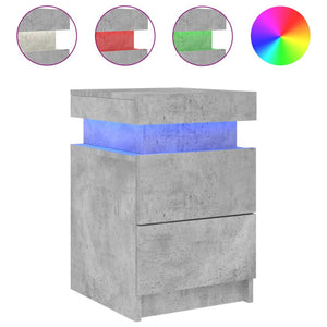 vidaXL Bedside Cabinet with LED Lights Concrete Grey 35x39x55 cm