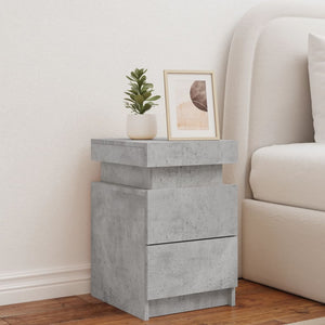 vidaXL Bedside Cabinet with LED Lights Concrete Grey 35x39x55 cm