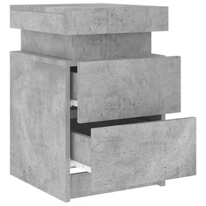 vidaXL Bedside Cabinet with LED Lights Concrete Grey 35x39x55 cm