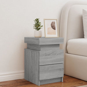 vidaXL Bedside Cabinet with LED Lights Grey Sonoma 35x39x55 cm