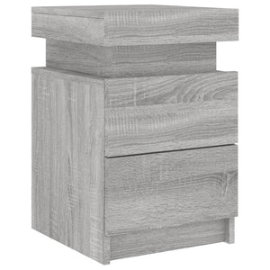 vidaXL Bedside Cabinet with LED Lights Grey Sonoma 35x39x55 cm